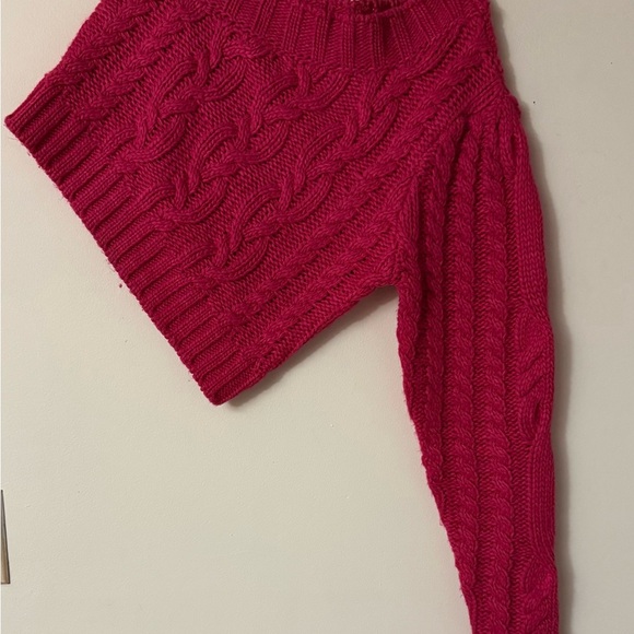 For Love And Lemons Quinn One-Shoulder Sweater, color Fuchsia Pink, size L - Picture 2 of 10
